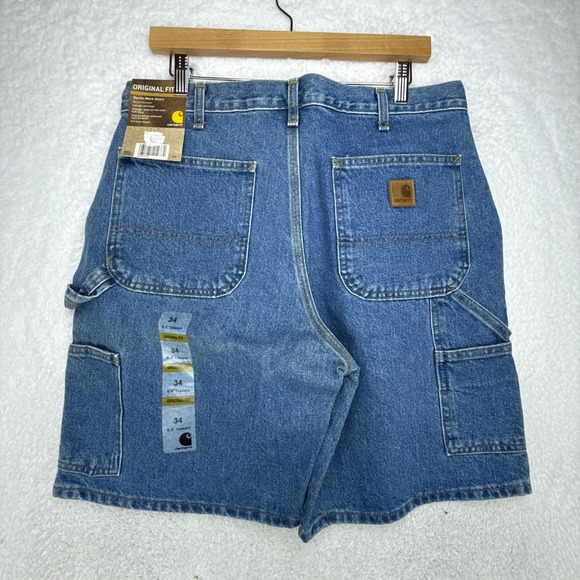 Carhartt Denim Jean Work Shorts Size 34 B28 STW Stonewash NWT NOS - Picture 3 of 10